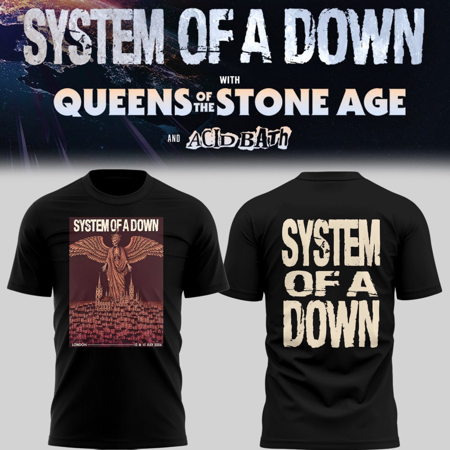 Limited Edition SOAD UK & Europe Stadium Tour 2026 T-Shirt-PU26071304