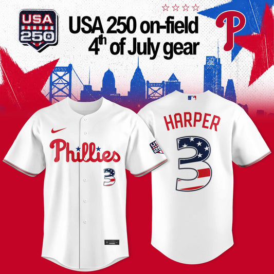_PHILADELPHIA PHILLIES: HARPER X USA 250 ON-FIELD – 4TH OF JULY JERSEY COLLECTION