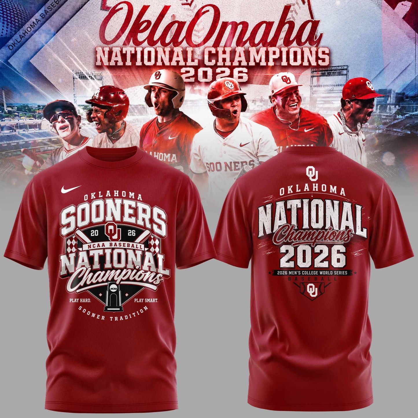 Oklahoma Sooners Baseball 2026 National Champions Tee