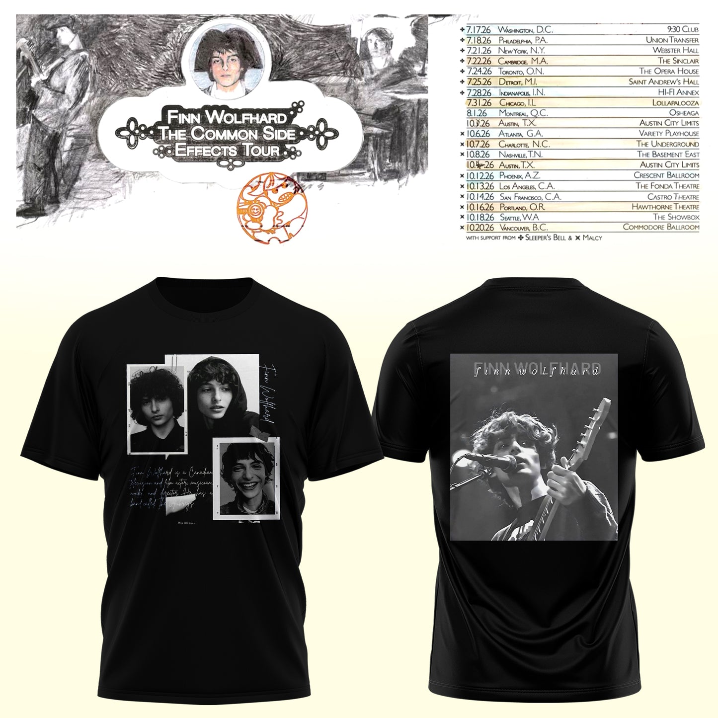 _Finn Wolfhard – The Common Side Effects Tour T-Shirt