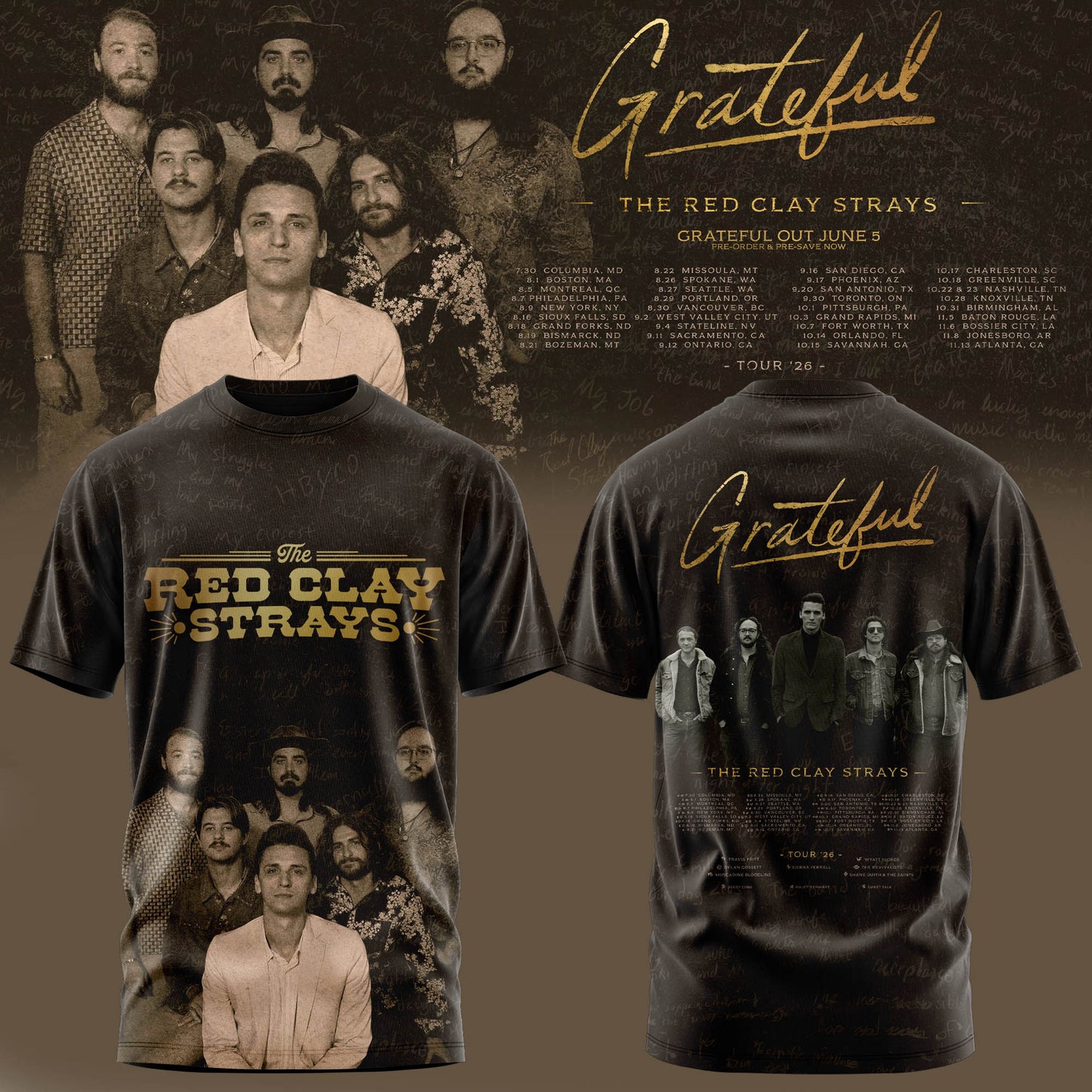 _THE RED CLAY STRAYS 2026 TOUR MERCH T-SHIRT IS HERE