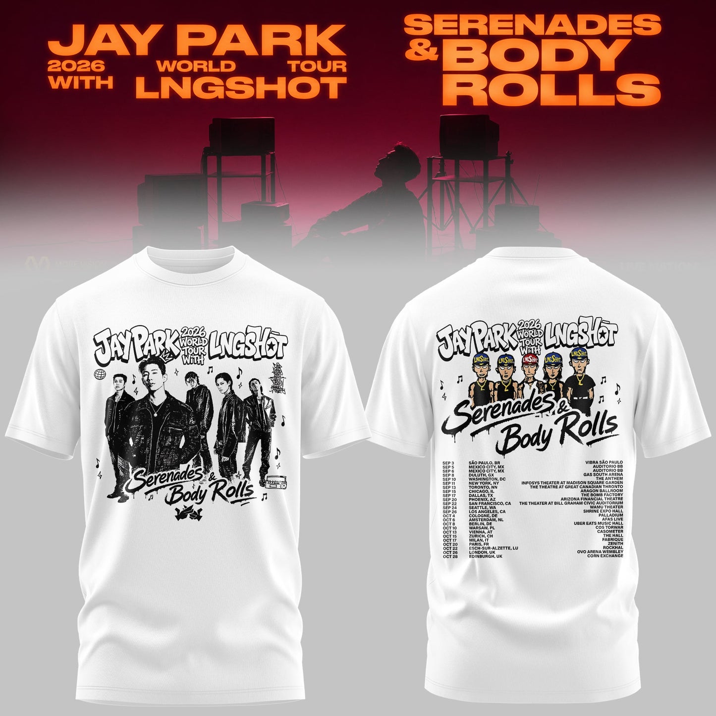 JAY PARK & LNGSHOT – 2026 World Tour ‘Serenades & Body Rolls’ Limited T-Shirt