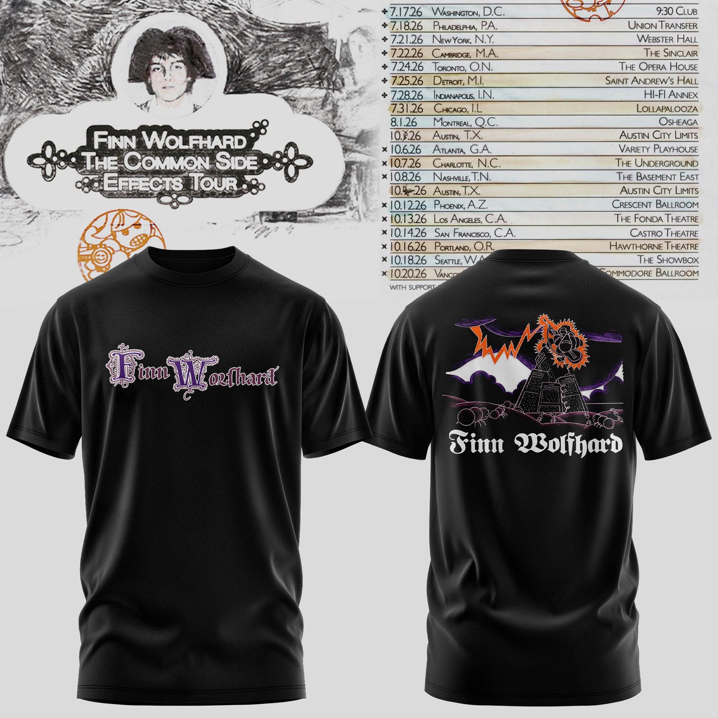 Finn Wolfhard – The Common Side Effects Tour T-shirt
