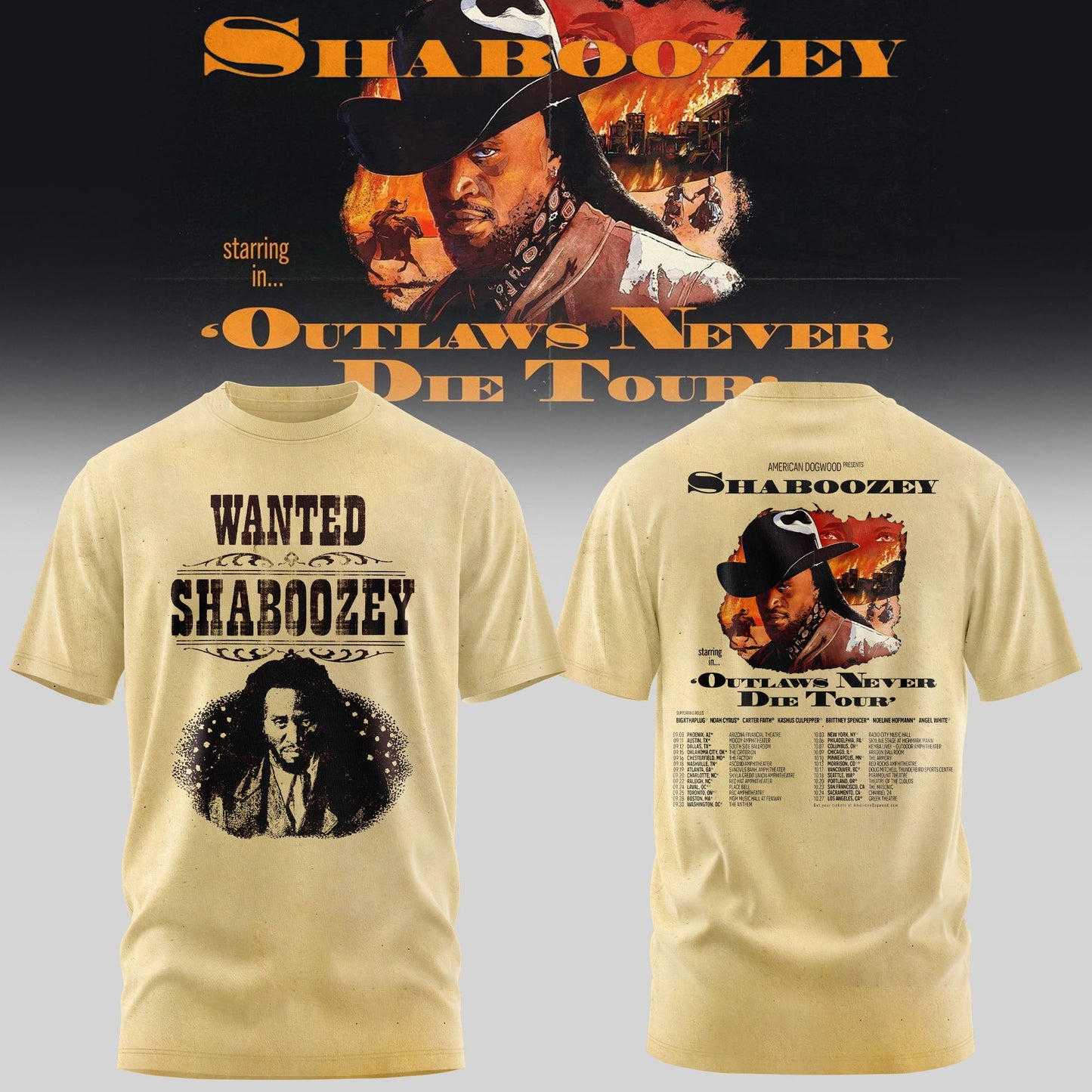 Shaboozey – The Outlaws Never Die Tour T-shirt