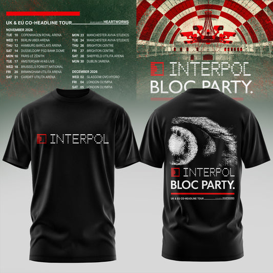 _INTERPOL x BLOC PARTY – UK & EU TOUR 2026 TSHIRT COLLECTION IS HERE