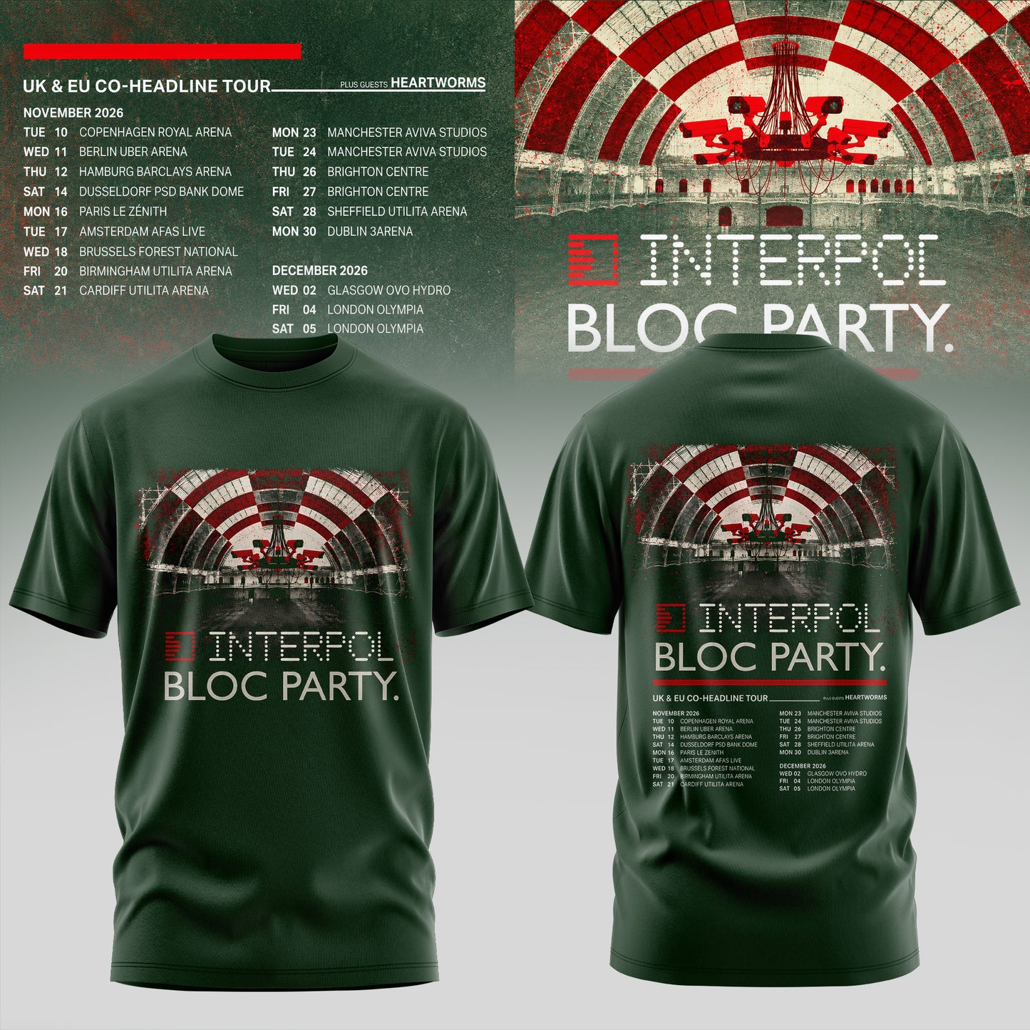 INTERPOL x BLOC PARTY – UK & EU TOUR 2026 TSHIRT COLLECTION IS HERE