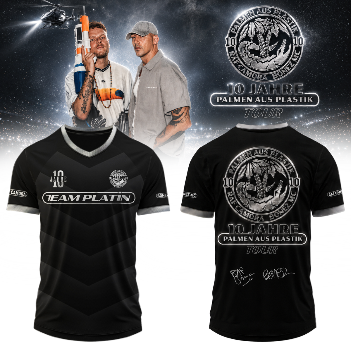 RAF Camora & Bonez MC “10 Jahre Palmen aus Plastik Tour” . Limited Edition Signature Jersey
