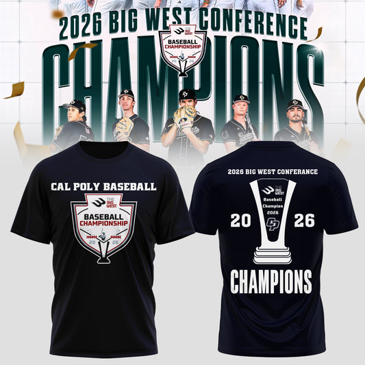 _ Big West Conference 2026 Champions – Cal Poly Mustangs Baseball Tee