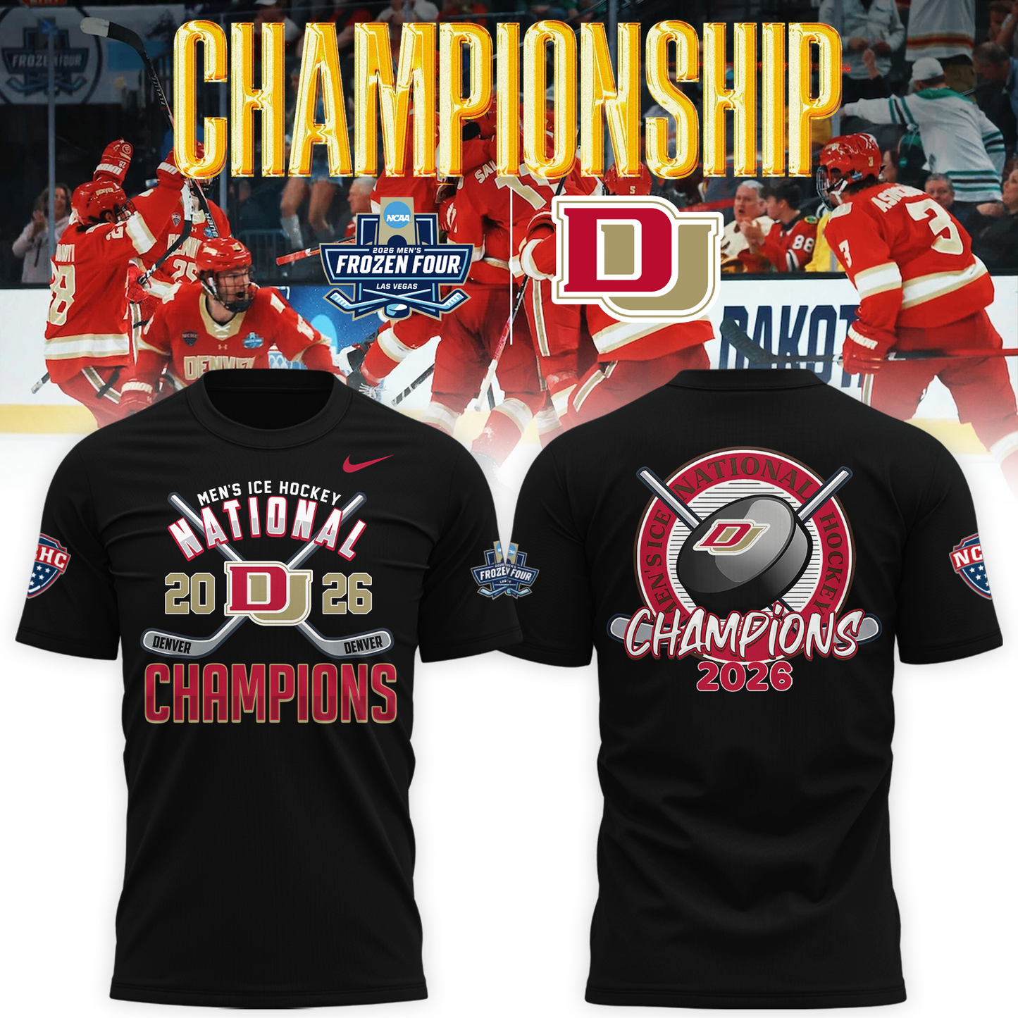 Denver Pioneers 2026 NCAA Men's Hockey National Champions T-Shirt