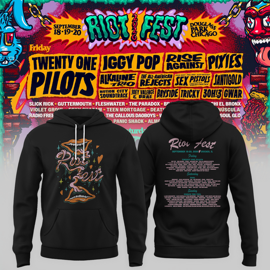 Riot Fest Collection Merch Chicago IL, September 18 20 2026 Two Sided Unisex Hoodie