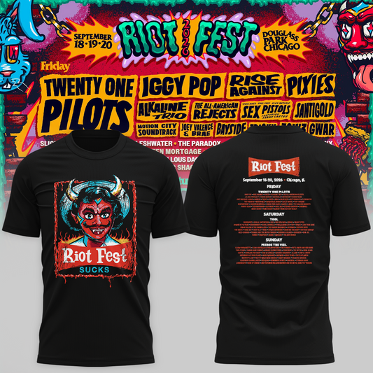 Riot Fest Collection Merch Chicago IL, September 18 20 2026 Two Sided Unisex T Shirt