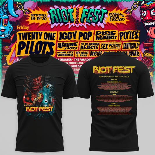 Riot Fest Collection Merch Chicago IL, September 18 20 2026 Two Sided Unisex T Shirt