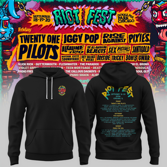 Riot Fest Collection Merch Chicago IL, September 18 20 2026 Two Sided Unisex Hoodie