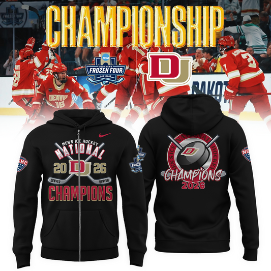 Denver Pioneers 2026 NCAA Men's Hockey National Champions ZipHoodie