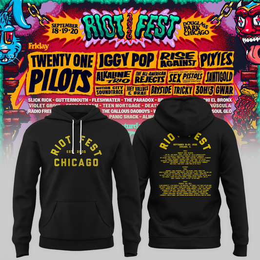 Riot Fest Collection Merch Chicago IL, September 18 20 2026 Two Sided Unisex Hoodie