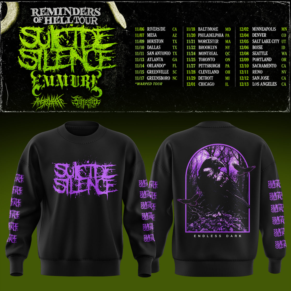 Suicide Silence Reminders Of Hell Tour Sweatshirt