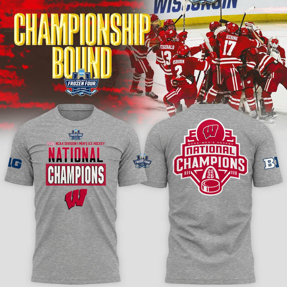 2026 NCAA Men's Ice Hockey National Champions T-Shirt