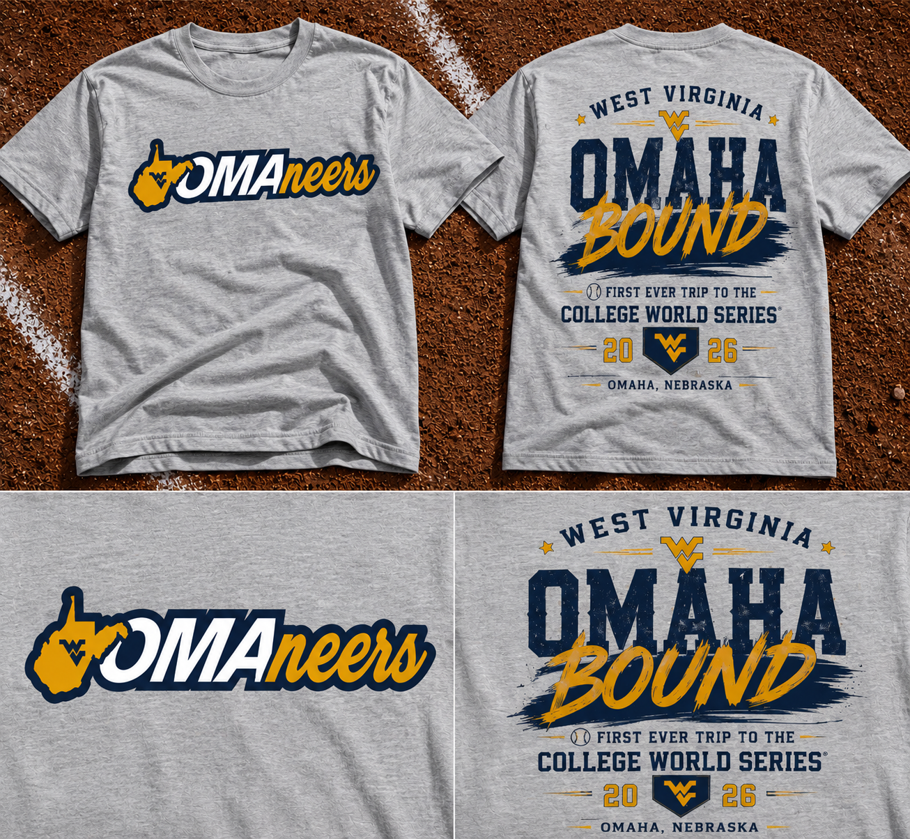 West Virginia Mountaineers 2026 Baseball Men’s College World Series Omaneers T-Shirt