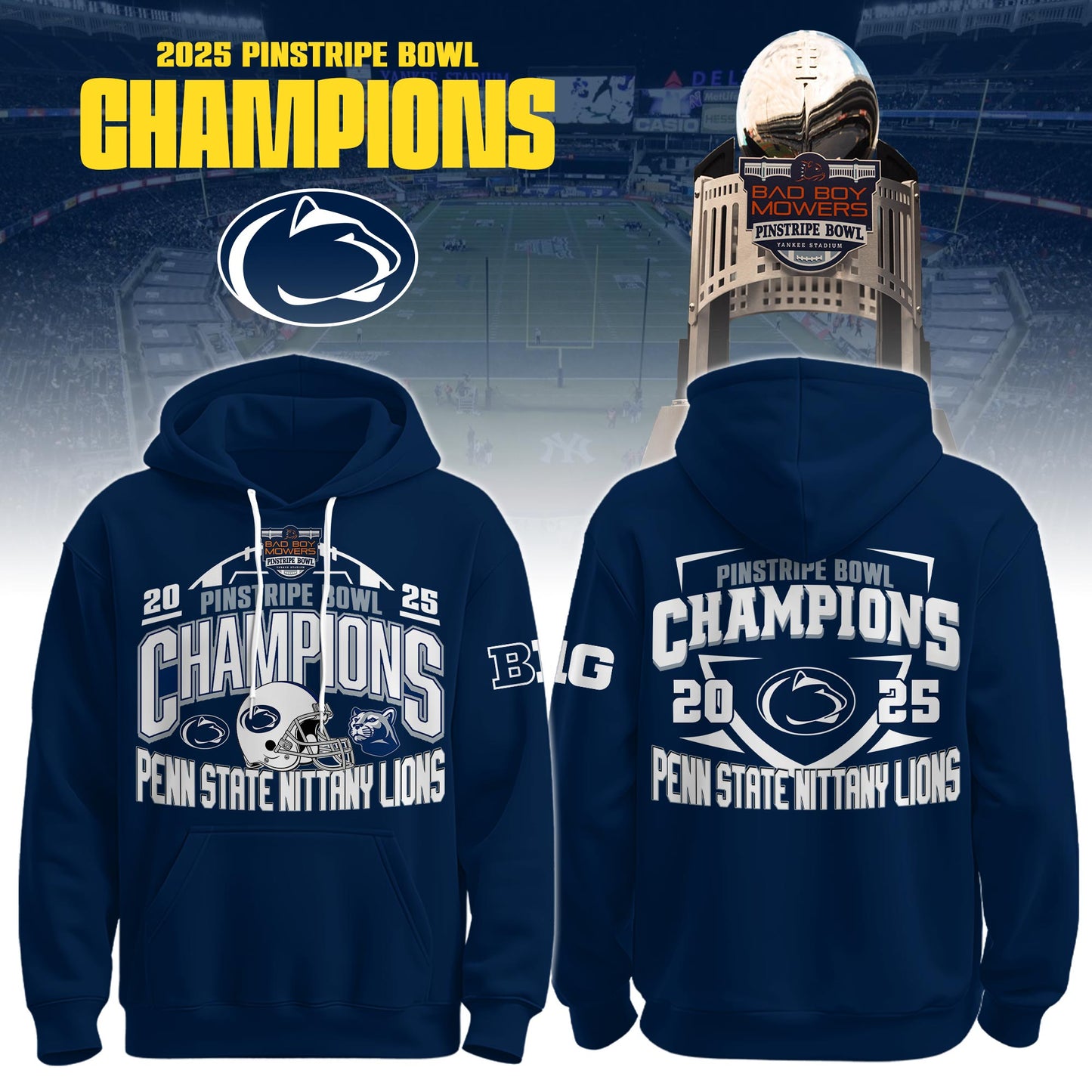 _ PSNL Football NCAA Bad Boy Mowers Pinstripe Bowl CHAMPIONS 2025 Hoodie V1