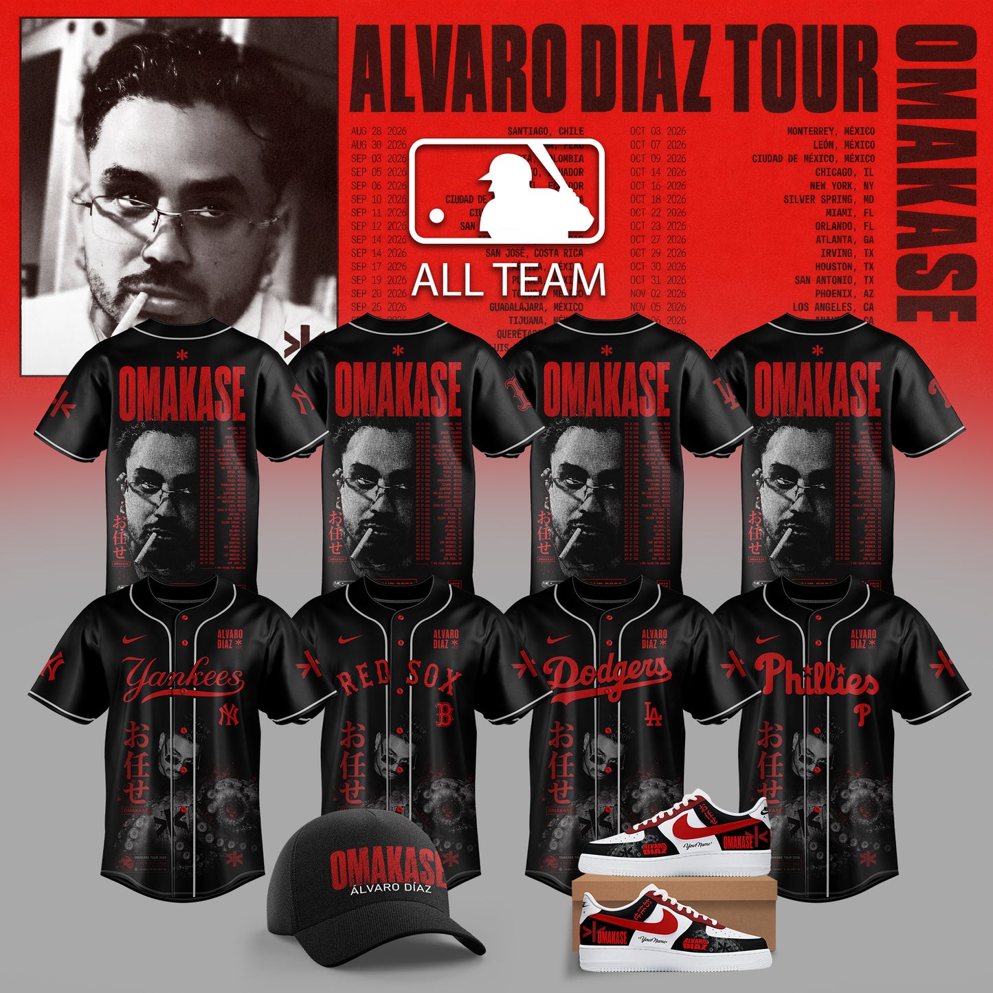 _. Baseball all team x Álvaro Díaz Omakase 2026 Tour Merch Jersey