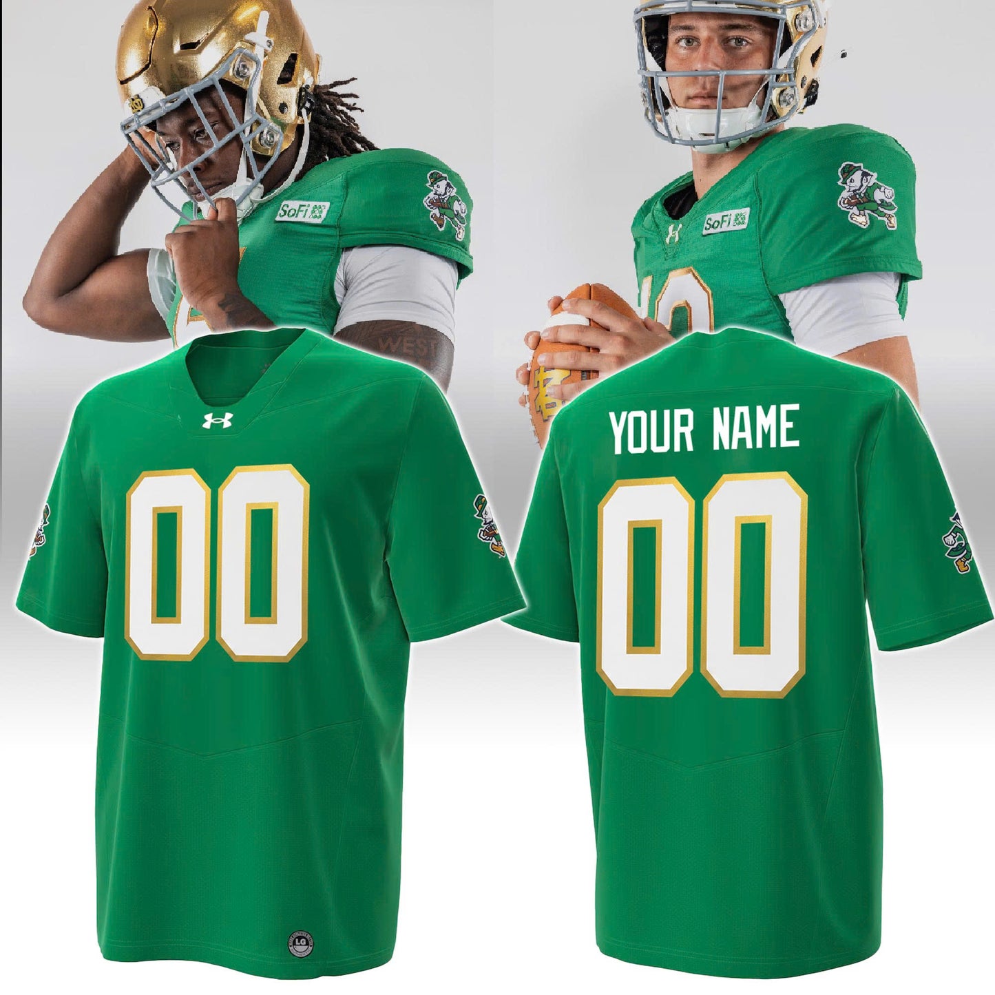 Notre Dame Kelly Green Personalized Jersey 2026