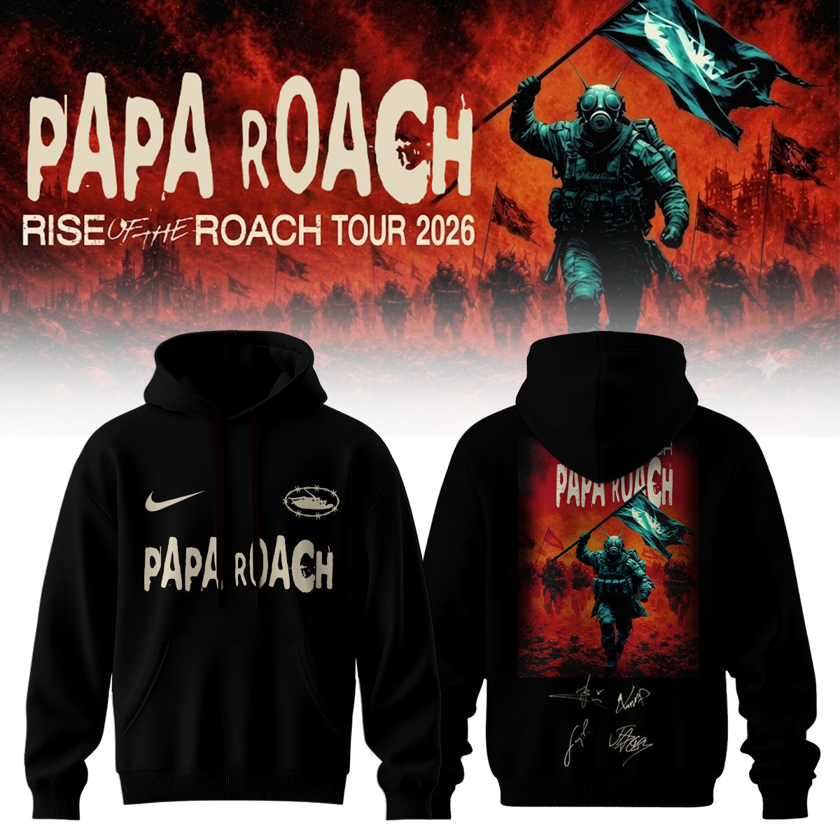 _Papa Roach “Rise of the Roach Tour” 2026 Signed – Hoodie