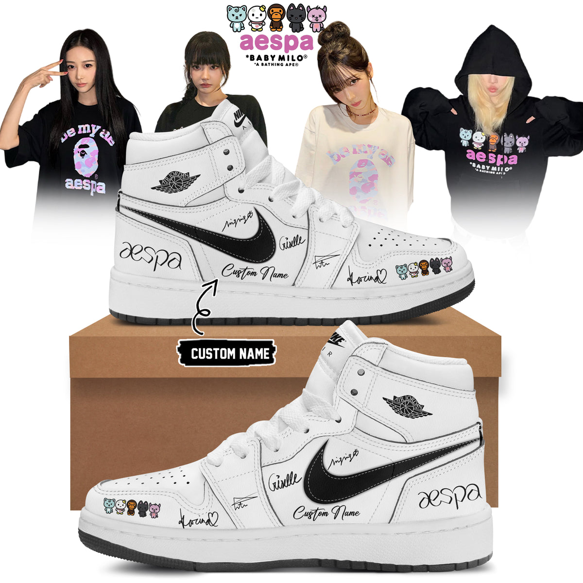 aespa x BAPE signed Shoes 11