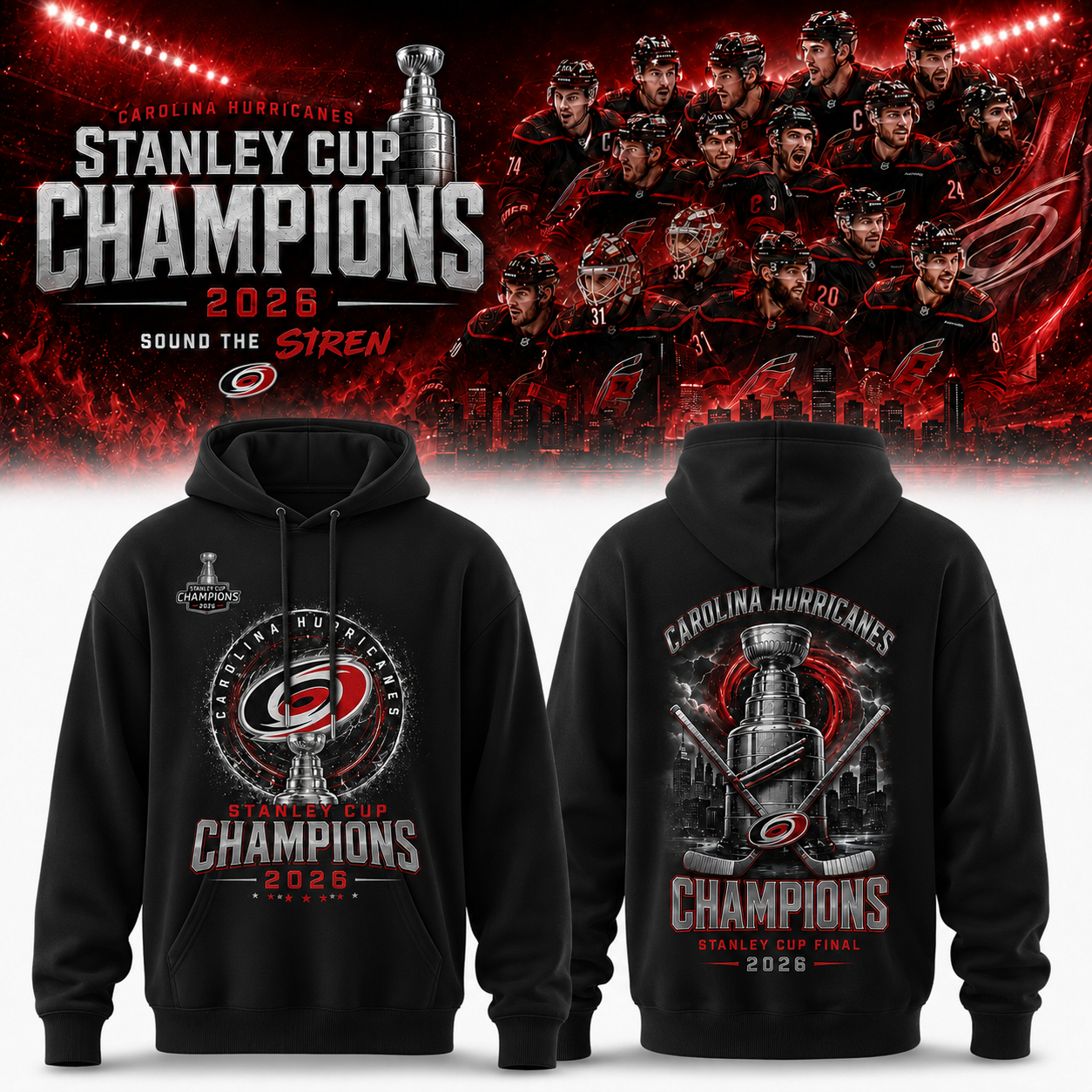 Champions C Hurricanes 2026 Stanley Cup Edition Hoodie