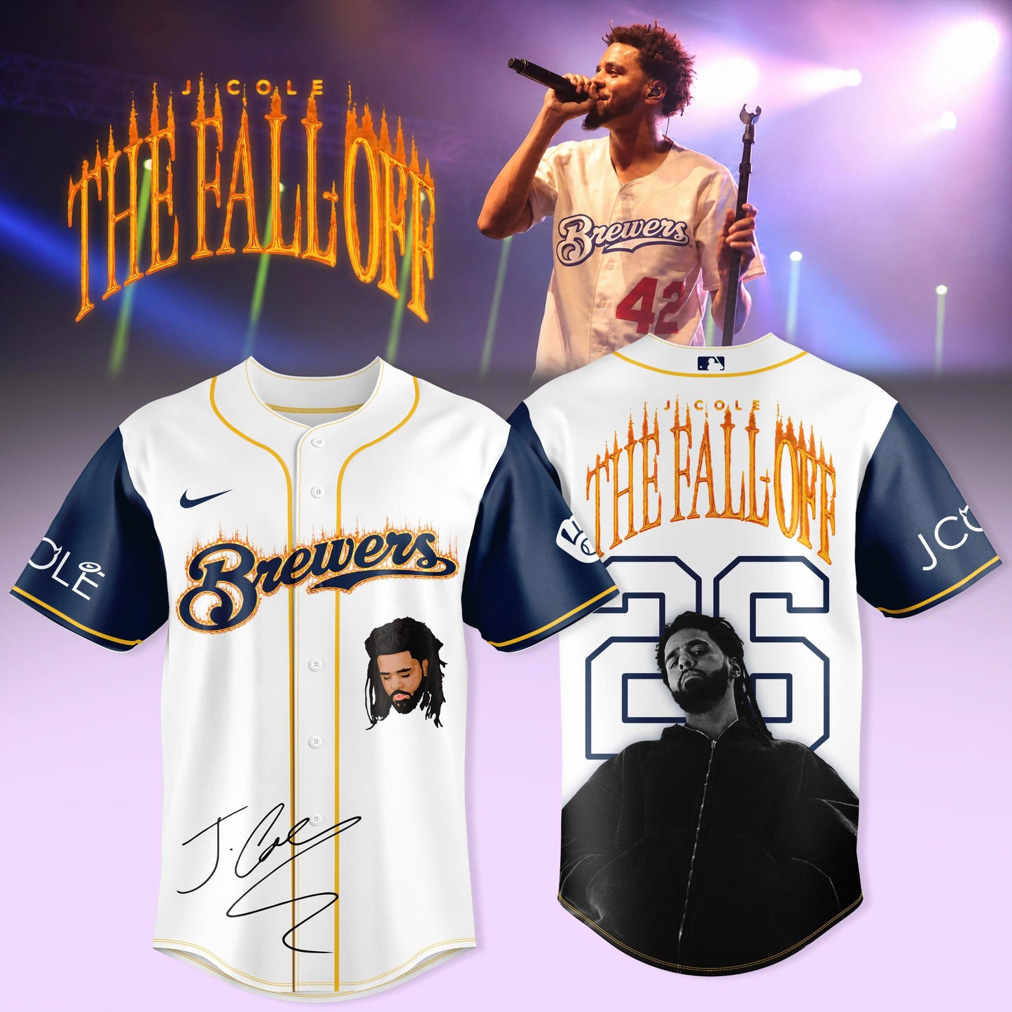 Baseball All Team x The Fall Off Tour Brewers Premium 3D Baseball Jersey