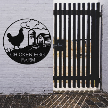 Chicken Egg Farm Metal Sign,Custom Chicken Coop Sign Name,Personalized Chicken Wall Art,Hen House Decor,Chicken Farm Decor,Chicken Egg Sign