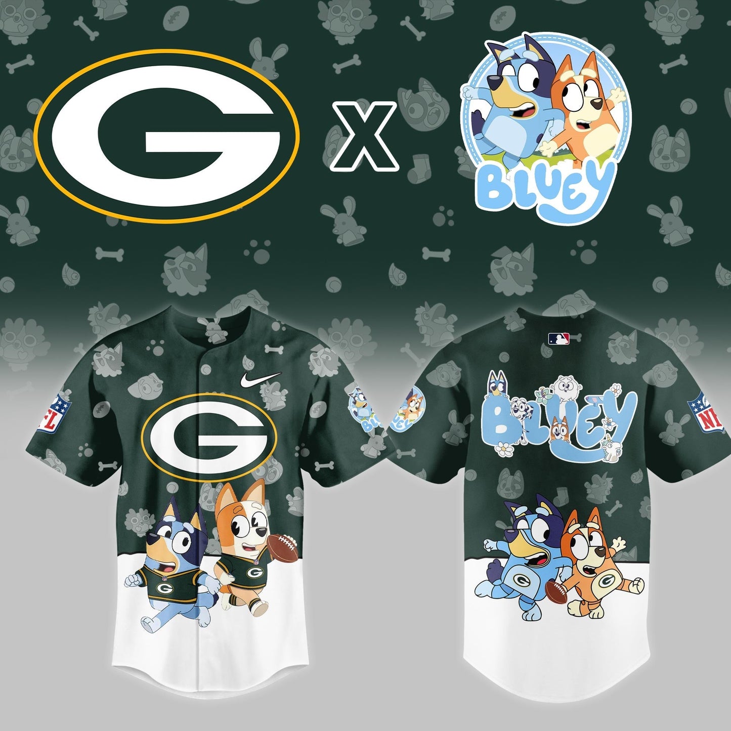 Green Bay Packers x Bluey Night Limited Jersey | IQ19