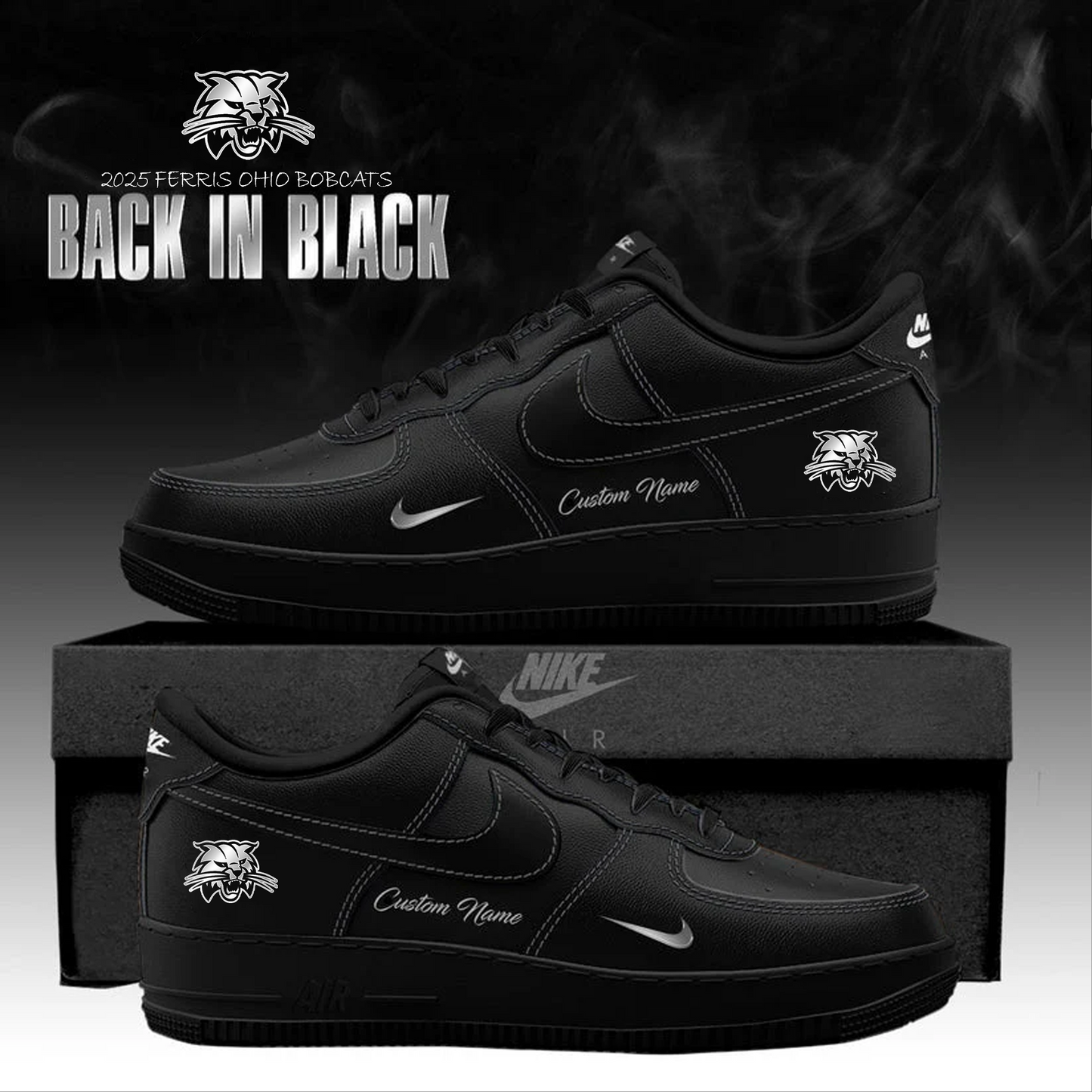 Ohio Bobcats Back In Black AF1 Sneakers