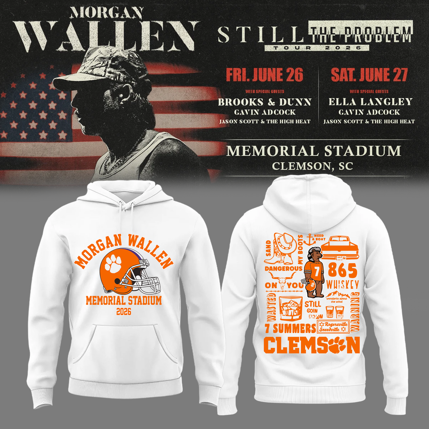 Morgan Wallen: The Clemson Takeover Hoodie Limited Tour Drop