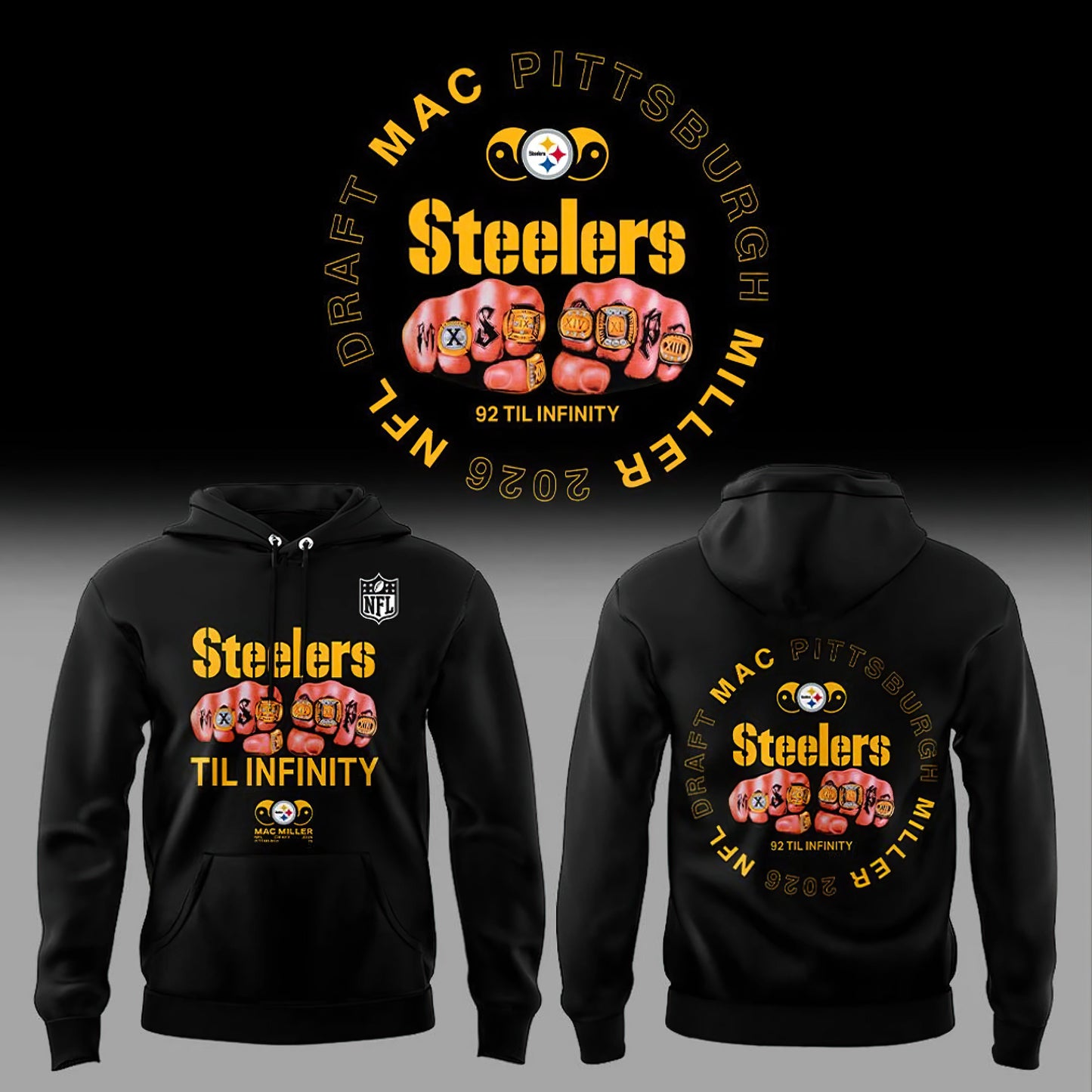 Pittsburgh Steelers × Mac Miller 92 Til Infinity Hoodie - Limited Edition