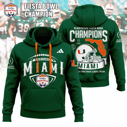 Miami Hurricanes College Football Playoff 2025 Fiesta Bowl Champions Combo Hoodie