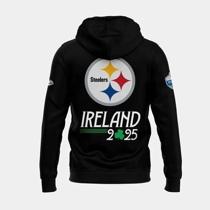 Pittsburgh Steelers 2025 Ireland game Zip Hoodie - Black