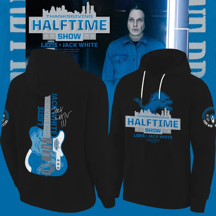 1. Detroit Lions x Jack White Thanksgiving Halftime Show Black Hoodie - Signature