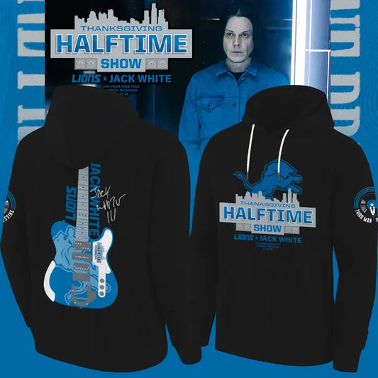 1. Detroit Lions x Jack White Thanksgiving Halftime Show Black Hoodie - Signature
