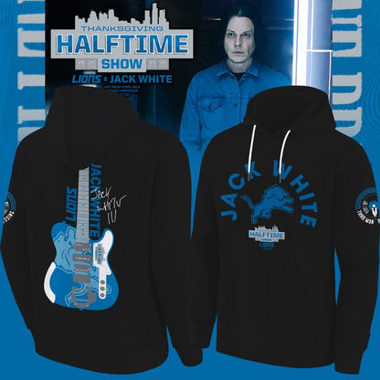 2. Detroit Lions x Jack White Thanksgiving Halftime Show Black Hoodie - Signature