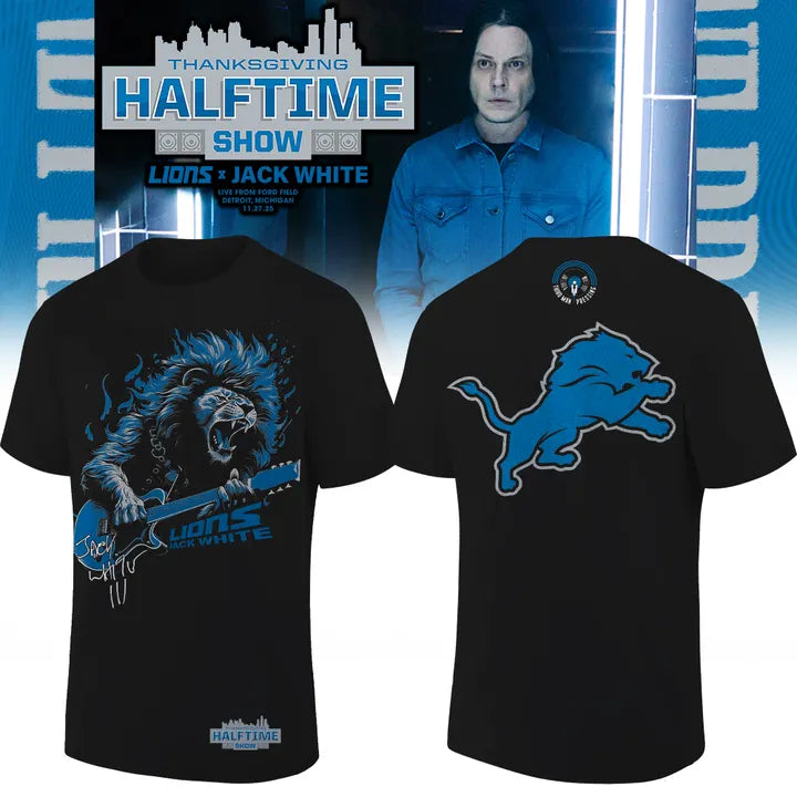 Detroit Lions x Jack White Thanksgiving Halftime Show Vintage Black Tee