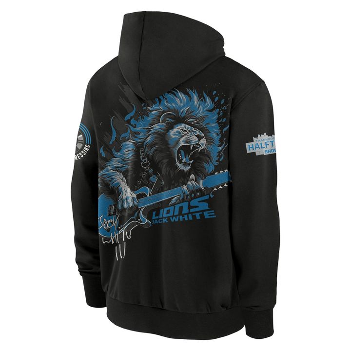 Detroit Lions x Jack White Thanksgiving Halftime Show Vintage Black ZipHoodie