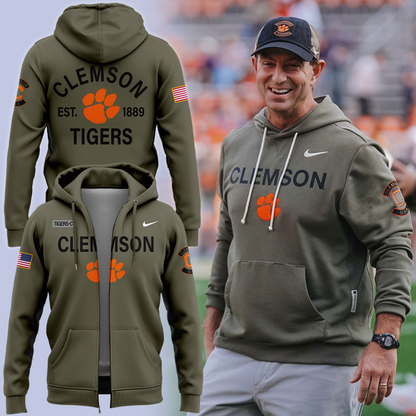 Clemson Football x Military Appreciation 2025 Zip Hoodie