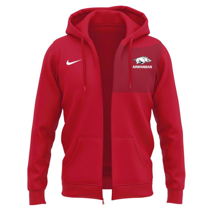 2025 Coach Ryan Silverfield Arkansas Razorbacks Zip Hoodie