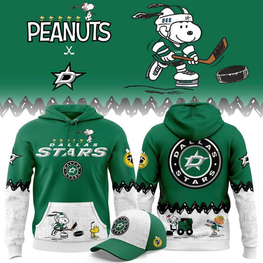 Limited Edition Dallas Stars '' Peanuts Night '' Snoopy Hoodie 2025