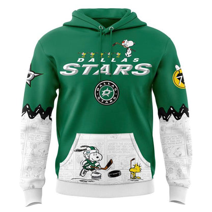 Limited Edition Dallas Stars '' Peanuts Night '' Snoopy Hoodie 2025