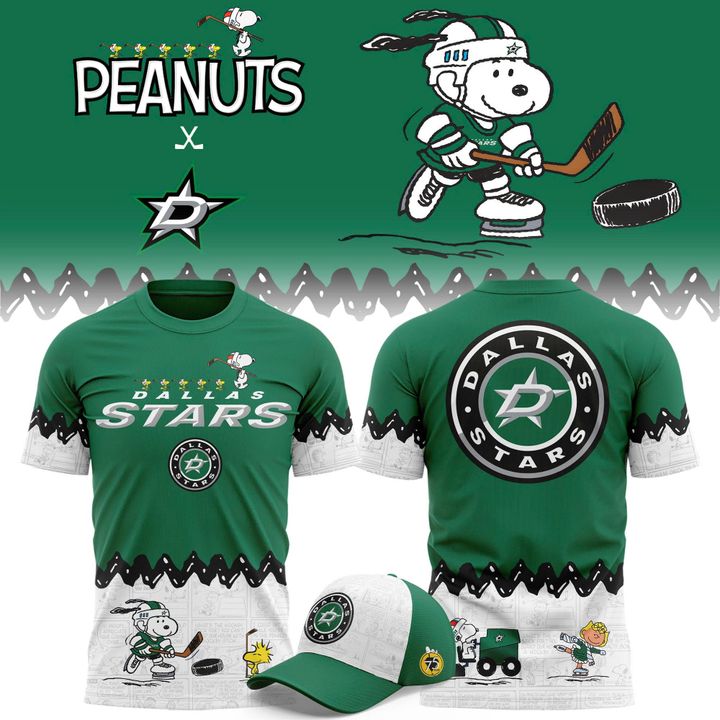 Limited Edition Dallas Stars '' Peanuts Night '' 2025 T-shirt