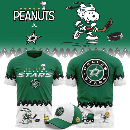 Limited Edition Dallas Stars '' Peanuts Night '' 2025 T-shirt