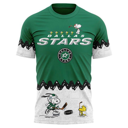 Limited Edition Dallas Stars '' Peanuts Night '' 2025 T-shirt