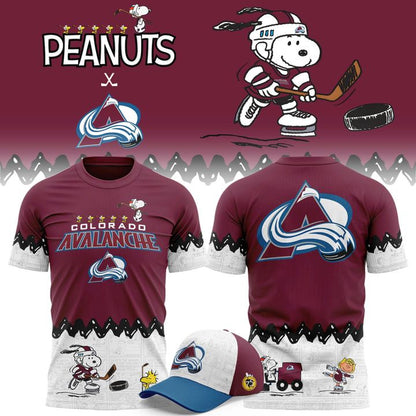 Limited Edition Colorado Avalanche '' Peanuts Night '' Snoopy T-shirt 2025