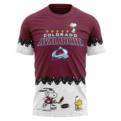 Limited Edition Colorado Avalanche '' Peanuts Night '' Snoopy T-shirt 2025